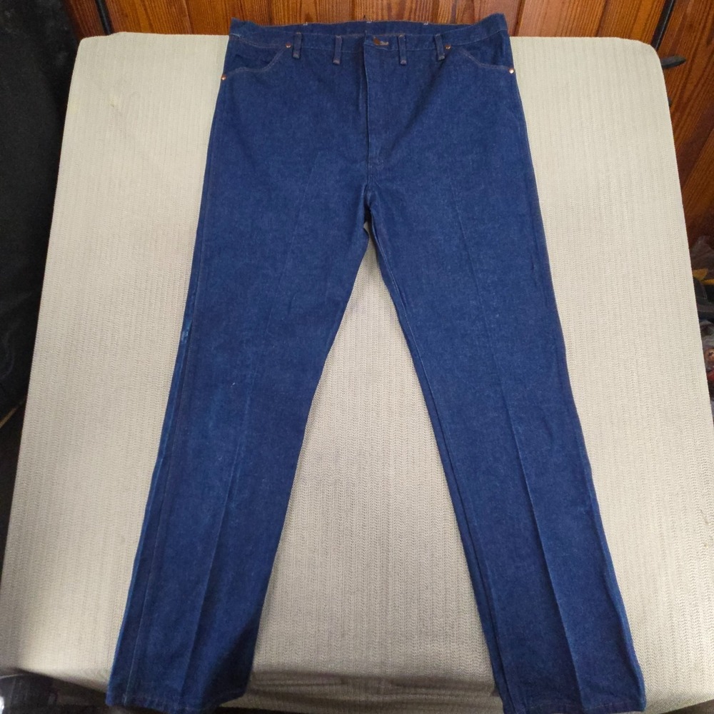 Wrangler 13MWZ Jeans Mens 46x38 Blue Denim Cowboy Cut Original Fit Medium Wash